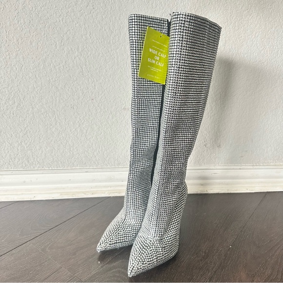 Gianni Bini GaborTwo Rhinestone Pointed Toe Tall Wedge Boots - Picture 6 of 7